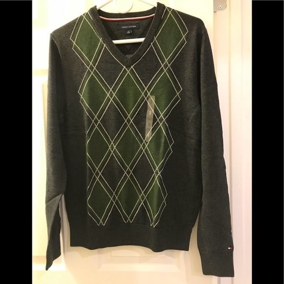 Tommy Hilfiger Men Crew V-neck Pullover Sweater - Picture 1 of 6